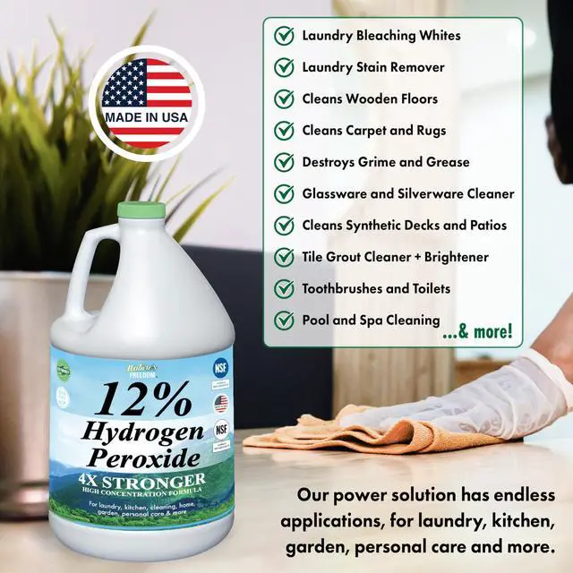 Alt view image 5 of 6 - 12% Hydrogen Peroxide, Food Grade H2O2 and Purified Water Only, 8 Gallons