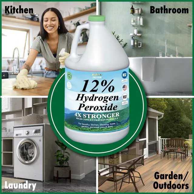 Alt view image 6 of 6 - 12% Hydrogen Peroxide, Food Grade H2O2 and Purified Water Only, 8 Gallons