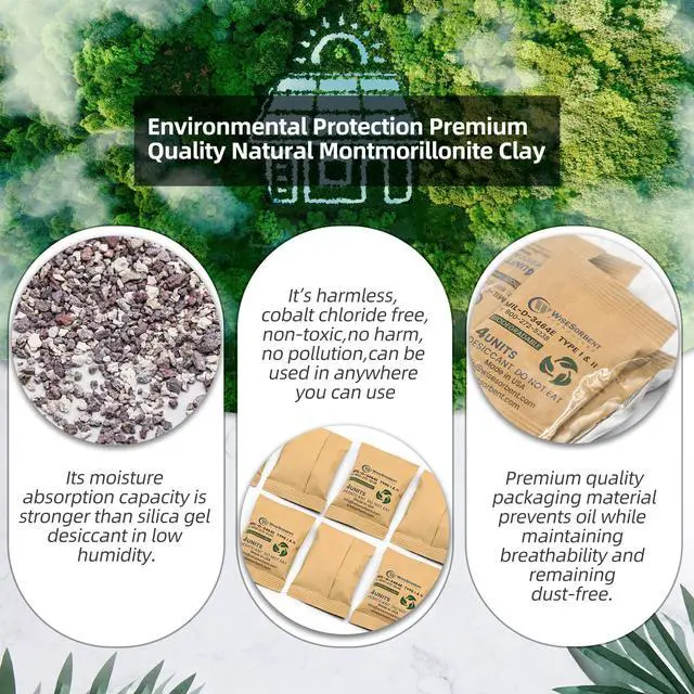 Alt view image 2 of 6 - Kraft Clay Desiccants Packs for Safe, 132 Gram 210 Packs Dehumidifier for Gun Safe, 4 Unit Military Grade Moisture Absorbers, Conforms to MIL-D-3464E Type I & II Absorbents