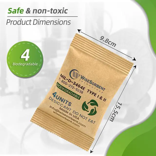 Alt view image 3 of 6 - Kraft Clay Desiccants Packs for Safe, 132 Gram 210 Packs Dehumidifier for Gun Safe, 4 Unit Military Grade Moisture Absorbers, Conforms to MIL-D-3464E Type I & II Absorbents