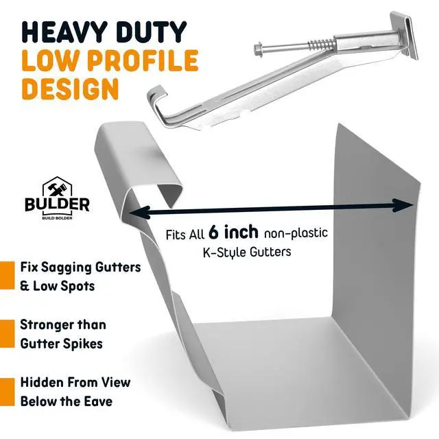 Alt view image 3 of 6 - Quick Screw 6 Inch Gutter Hangers - Gutter Brackets 6 Inch with Bonus 6 Inch Drill Bit - Hidden Bracket Clips with Pre-Assembled Screw - Fix Sagging Rain Gutters (250)