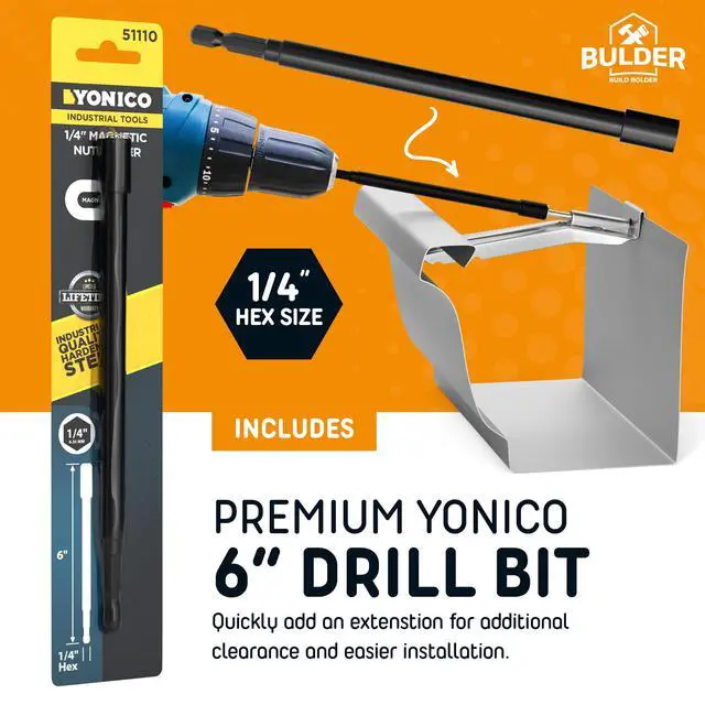 Alt view image 4 of 6 - Quick Screw 6 Inch Gutter Hangers - Gutter Brackets 6 Inch with Bonus 6 Inch Drill Bit - Hidden Bracket Clips with Pre-Assembled Screw - Fix Sagging Rain Gutters (250)
