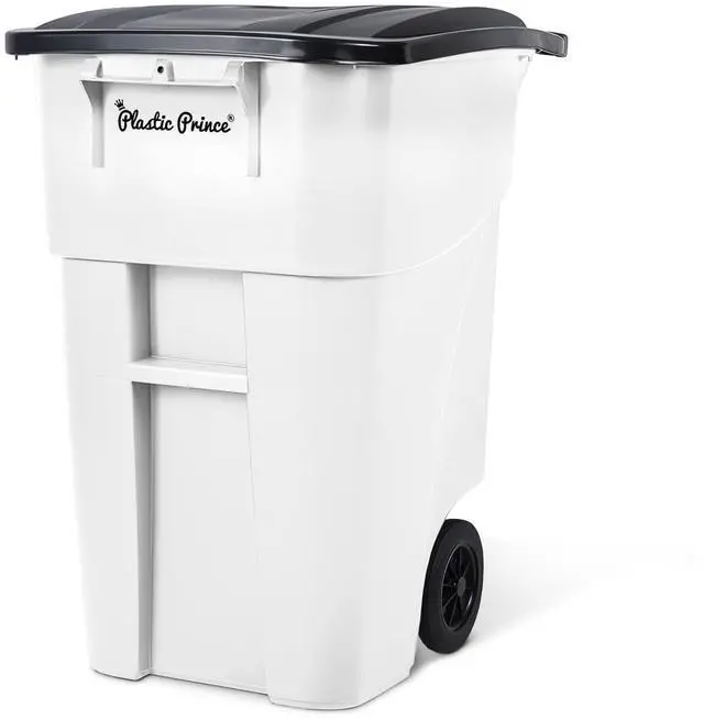 Main image of 50 Gallon Trash Can, White Outdoor Garbage Can, Wheeled Outside Trash Bin Outdoor with Lid and Wheels Large Rolling Trash Can, Garbage Can with Wheels for Home, Office, Garage