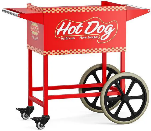 Main image of Hot Dog Cart for 5-7 Rollers Hot Dog Machine w/Storage Bin & Shelves, Heavy-Duty Steel Mobile Stand for Concession Stands, Fairs, Events