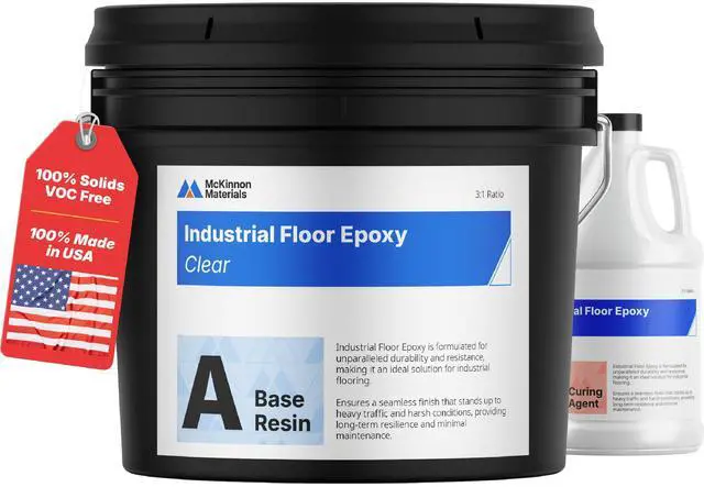 Main image of McKinnon Garage Floor and Concrete Epoxy Coating Kit 4 Gallon, 100 Percent Solids, Zero VOC, Durable High Gloss Finish for Commercial and Residential Use