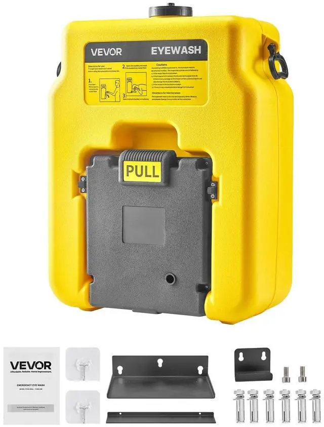Main image of Portable Eye Wash Station 14 Gal, OSHA-Approved Eyewash Station Wall-Mounted/On Flat Surface, Emergency Eye Wash Unit with 2 Sprays, First Aid Eyewash Units for Schools, Labs, Factories, Yellow