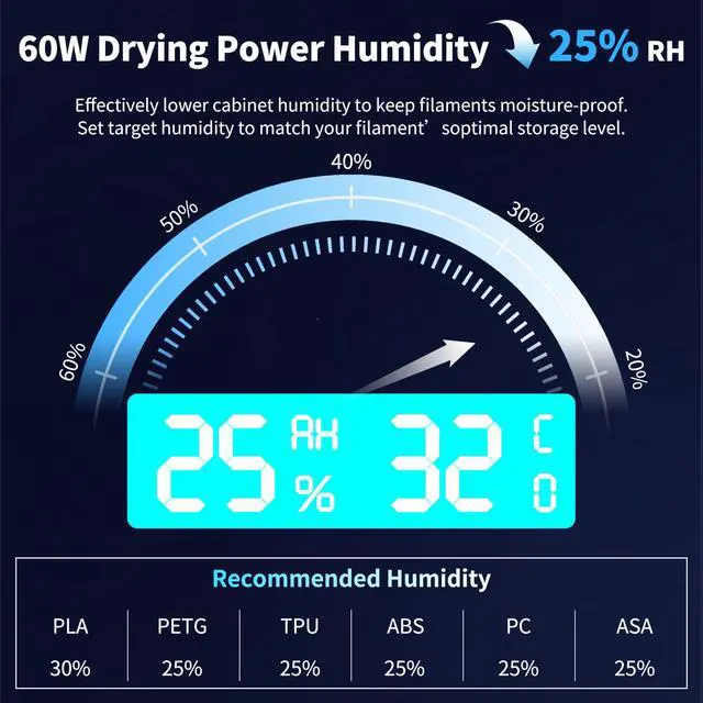 Alt view image 3 of 6 - 3D Printer Stand with Filament Moisture-Proof Storage, 40 Rolls | 0dB 25% RH Dehumidification, Moisture-Proof Cabinet, PLA/ABS/TPU/Nylon Compatible, Metal, With Drawer,Black