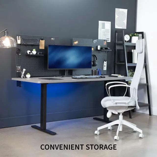 Alt view image 6 of 6 - Steel Clamp-on Desk Pegboard, 60 x 24 inch Privacy Panel, Magnetic Peg Board, Office Accessory Organizer, Above or Below Desk Placement, Black, PP-DK30B-2