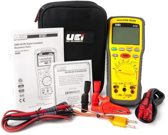 Main image of UEi IRT807 Insulation Resistance Tester 1000V AC/DC, Advanced Megohmmeter Measures Insulation Resistance Up to 2G, Voltage Testing Up to 1000V