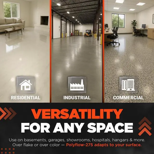 Alt view image 4 of 6 - Everflow Made by MPC Polyaspartic Floor Coating Kit 2 Gallon Clear Gloss Polyurea Garage Floor Coating Thin, Fast-Cure Polyaspartic Top Coat for Concrete, Vinyl Flake, and Countertop Applications