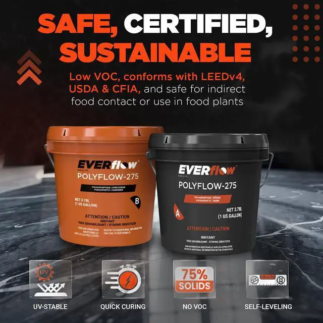 Alt view image 6 of 6 - Everflow Made by MPC Polyaspartic Floor Coating Kit 2 Gallon Clear Gloss Polyurea Garage Floor Coating Thin, Fast-Cure Polyaspartic Top Coat for Concrete, Vinyl Flake, and Countertop Applications