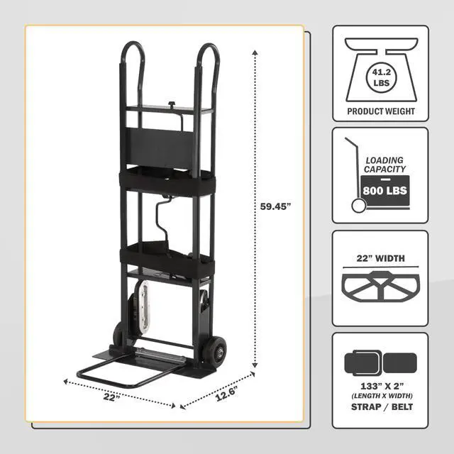 Alt view image 4 of 6 - 800 Lb Appliance Hand Truck with Easy-to-use Belt Tightener for transport Large Appliances and Furniture
