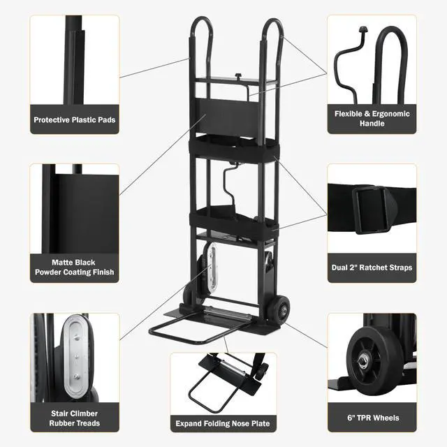 Alt view image 5 of 6 - 800 Lb Appliance Hand Truck with Easy-to-use Belt Tightener for transport Large Appliances and Furniture