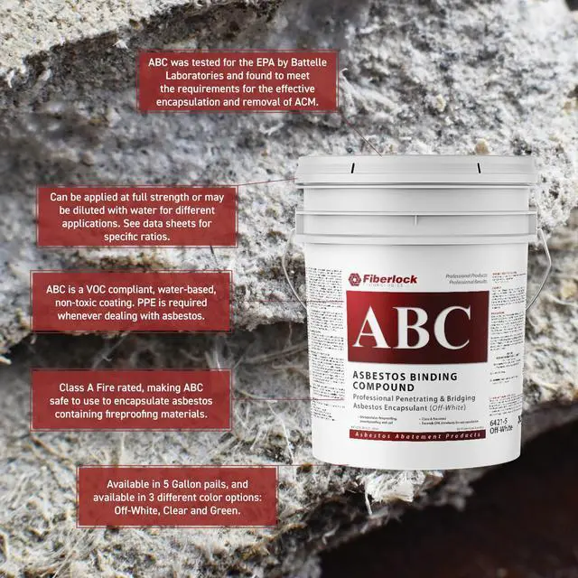 Alt view image 2 of 5 - ABC Asbestos Binding Compound, Off White, 5 Gallons, Friable Asbestos Abatement Solution, Dilute with Water for Versatile Applications, Non-Flammable, Meets EPA Requirements