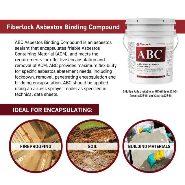 Alt view image 5 of 5 - ABC Asbestos Binding Compound, Off White, 5 Gallons, Friable Asbestos Abatement Solution, Dilute with Water for Versatile Applications, Non-Flammable, Meets EPA Requirements