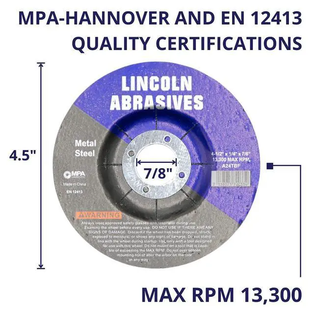 Alt view image 3 of 5 - 100 Pack Grinding Wheels, 4.5" x 1/4" x 7/8", Aluminum Oxide Discs for Angle Grinder