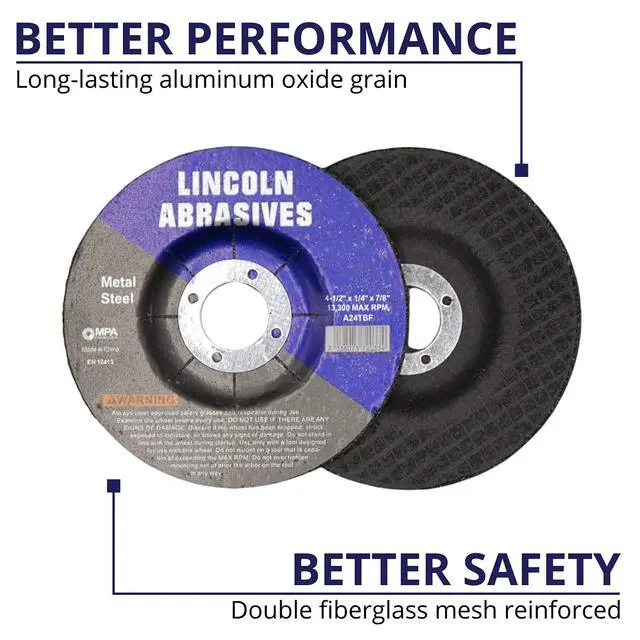 Alt view image 4 of 5 - 100 Pack Grinding Wheels, 4.5" x 1/4" x 7/8", Aluminum Oxide Discs for Angle Grinder