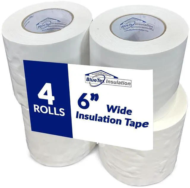 Main image of 6" Wide x 180' Long White Vapor Barrier Seam Tape - 4 Roll Bulk Pack, Waterproofing & Great for Crawlspaces, Insulation Repair, Underlayment Seams, Metal Building Insulation Seams