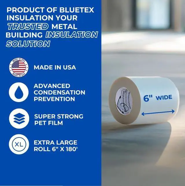 Alt view image 5 of 6 - 6" Wide x 180' Long White Vapor Barrier Seam Tape - 4 Roll Bulk Pack, Waterproofing & Great for Crawlspaces, Insulation Repair, Underlayment Seams, Metal Building Insulation Seams