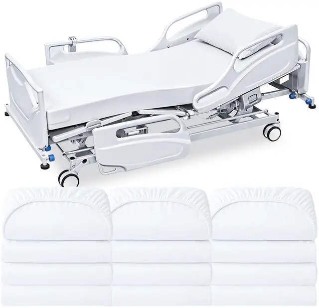 Main image of Bariatric Jersey Knit Fitted Sheets, 42"x84"x14" 12 Pack Soft Cotton Blend Hospital Bed Sheets for Nursing Homes, Assisted Living & Healthcare Use White