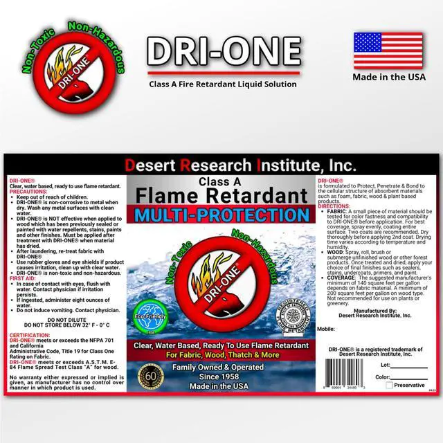 Alt view image 3 of 6 - Fire Retardant Spray Liquid Solution (Class A for Natural Textiles, Raw Wood, Absorbent Materials & More) Eco-Safe, Non Toxic, C.A.C. Title-19, ASTM E84