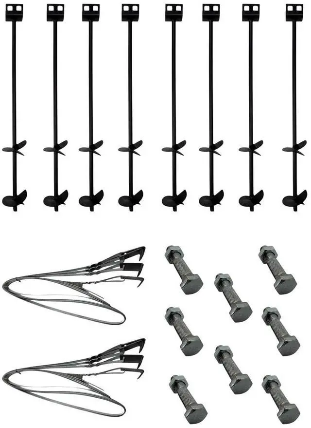 Main image of Mobile Home Part Set of 8 Auger Anchors; 8-8 ft Tie Down Strap, & 8 Bolts