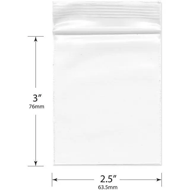 Alt view image 2 of 3 - 2.5" x 3" (Case of 10,000), 4 Mil Heavy Duty Zipper Reclosable Plastic Bags