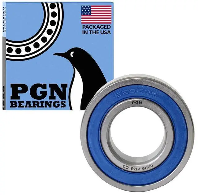 Main image of PGN (50 Pack) 6206-2RS Bearing - Lubricated Chrome Steel Sealed Ball Bearing - 30x62x16mm Bearings with Rubber Seal & High RPM Support