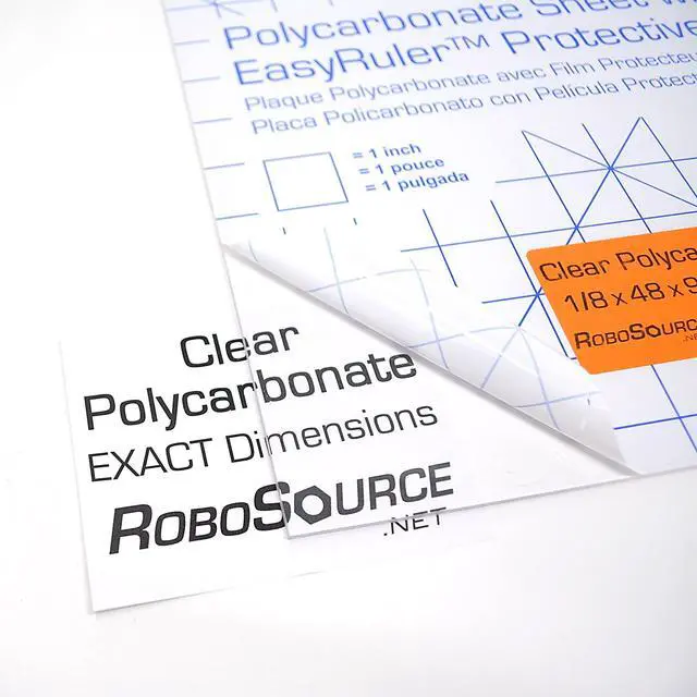 Alt view image 3 of 6 - Polycarbonate Plastic Sheet 48" X 96" X 0.118" (1/8", 4x8 ft) Exact, EasyRuler Film, Shatter Resistant, Easier to Cut, Bend, Mold Than Plexiglass. for Robotics, Hobby, Home, DIY, Industrial, Crafts