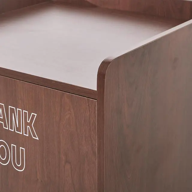 Alt view image 4 of 6 - Restaurant Trash Can Cabinet, Commercial Trash Cans 40 Gallon Wooden Trash Can and Garbage Receptacle with Tray Holder, Door, Large Trash Bin for Restaurants, Cafeteria, Kitchen, School, Mahogany