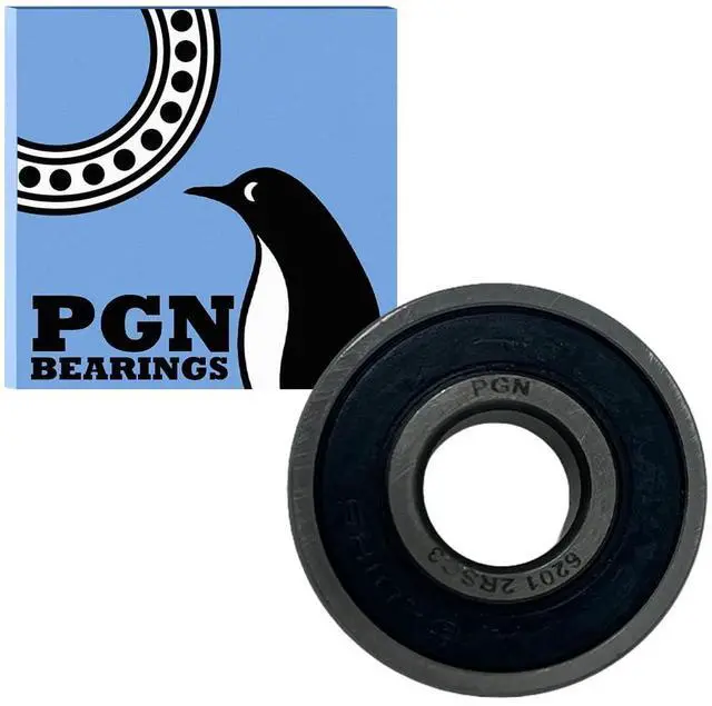 Main image of PGN (100 Pack) 6201-2RS Bearing - Lubricated Chrome Steel Sealed Ball Bearing - 12x32x10mm Bearings with Rubber Seal & High RPM Support