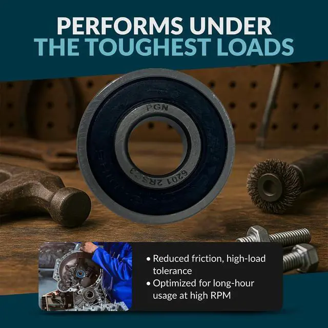 Alt view image 6 of 6 - PGN (100 Pack) 6201-2RS Bearing - Lubricated Chrome Steel Sealed Ball Bearing - 12x32x10mm Bearings with Rubber Seal & High RPM Support