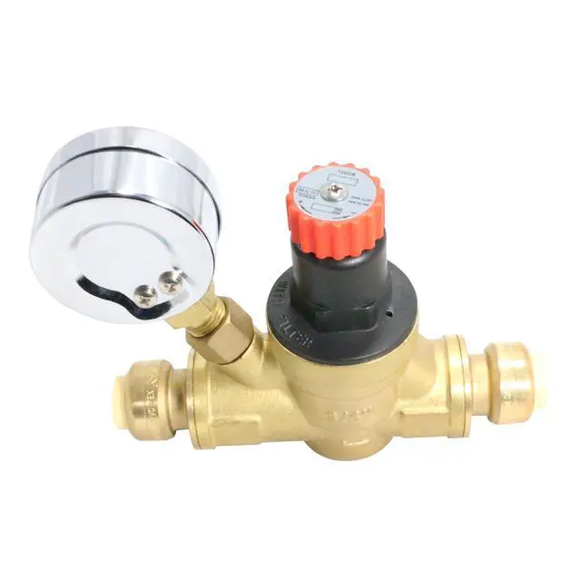 Alt view image 3 of 5 - 10 Pcs 1/2 Inch Push Fit Water Pressure Regulator Valve with Gauge, 3-4-2=10XX