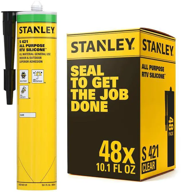 Main image of S421 All-Purpose RTV Silicone Sealant (48 x 10.1 fl.oz.) 100% Waterproof Clear Caulk | Industrial-Grade Silicone for Kitchen, Bathroom, Shower, Window, Door, Indoor & Outdoor Use | 48 Pack