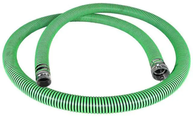 Main image of Heavy Duty EPDM All Weather Suction Hose Assembly, Black Tube, Lime Green Helix, 3" Inside Diameter Hose with Male x Female Cam and Groove Fittings Installed, 20 ft Length