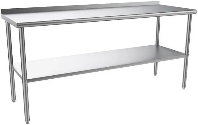 Main image of 72'' x 24'' Stainless Steel Table for Prep & Work,Commercial Worktables & Workstations,Heavy Dut Metal Table with Adjustable UnderShelf & Backsplash for Kitchen, Restaurant,Home,Hotel