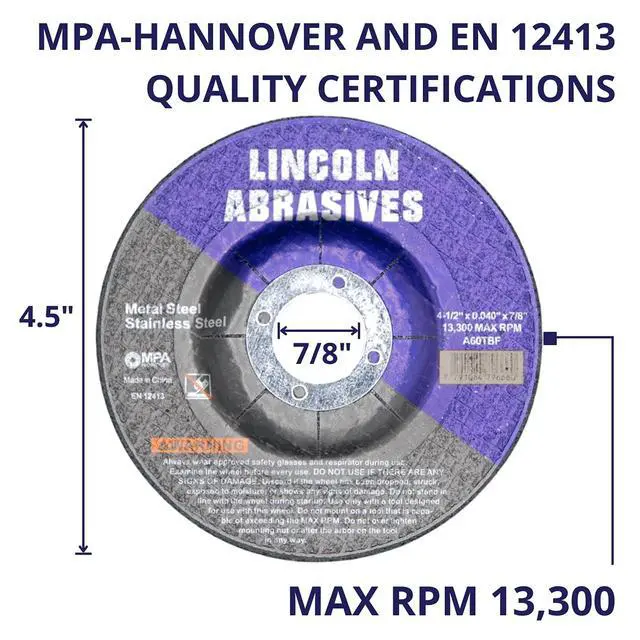 Alt view image 3 of 5 - 500-Pc Depressed Center 4.5" x.040" x 7/8" Aluminum Oxide Cut-Off-Wheels for Angle Grinder