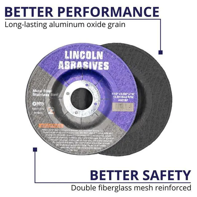 Alt view image 4 of 5 - 500-Pc Depressed Center 4.5" x.040" x 7/8" Aluminum Oxide Cut-Off-Wheels for Angle Grinder