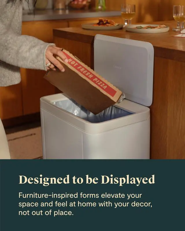 Alt view image 4 of 6 - 45L Rectangular Step Trash Can - 13 Gallon Stainless Steel Trash Can with Quiet Close Lid and Fingerprint-Resistant Finish - Clay