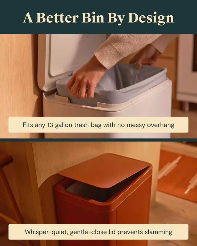 Alt view image 5 of 6 - 45L Slim Step Trash Can - 13 Gallon Stainless Steel Trash Can with Quiet Close Lid and Fingerprint-Resistant Finish - Midnight