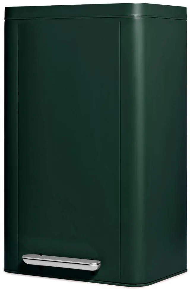 Main image of 45L Rectangular Step Trash Can - 13 Gallon Stainless Steel Trash Can with Quiet Close Lid and Fingerprint-Resistant Finish - Emerald