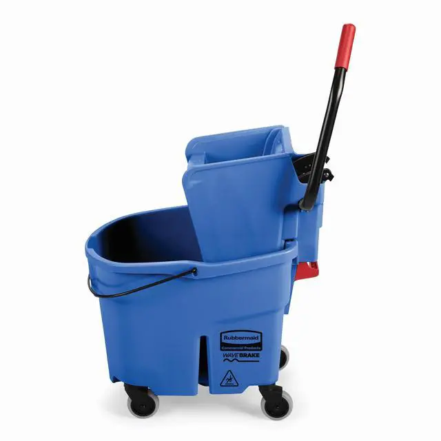 Alt view image 3 of 4 - WaveBrake 35 QT Side-Press Mop Bucket and Wringer Combo on Wheels, Blue, for Heavy-Duty Floor Cleaning