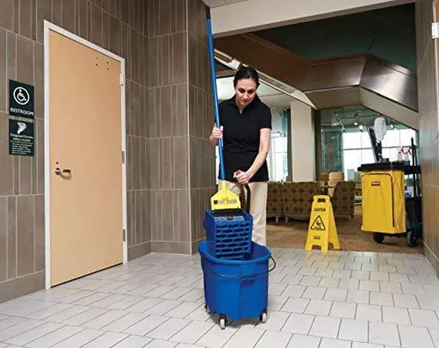 Alt view image 4 of 4 - WaveBrake 35 QT Side-Press Mop Bucket and Wringer Combo on Wheels, Blue, for Heavy-Duty Floor Cleaning