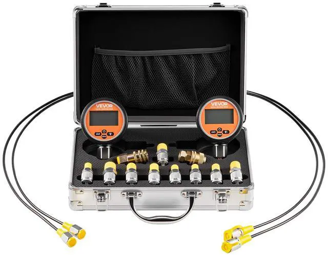 Main image of Digital Hydraulic Pressure Test Coupling Kit, 10000 PSI Pressure Gauge Manometer Tester with 2 Gauges, 9 Test Couplings, 2 Quick-Release Couplers, 2 Hoses for Excavator Construction Machinery