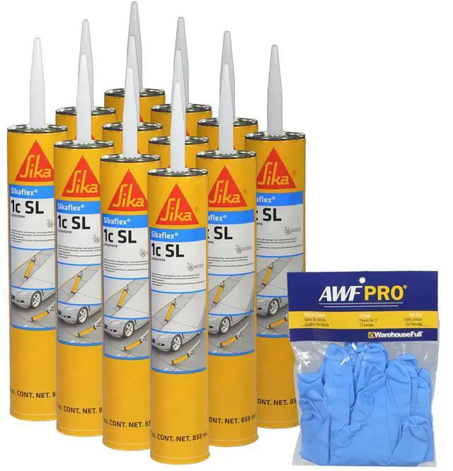 Main image of Sikaflex 1C SL 29 oz Limestone - Sikaflex Self Leveling Concrete Sealant. Polyurethane, Concrete Crack Filler. Case of 12 with Gloves. Applicator Gun Not Included