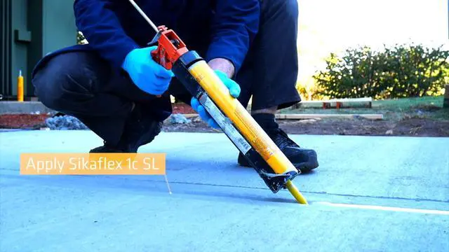 Alt view image 4 of 5 - Sikaflex 1C SL 29 oz Limestone - Sikaflex Self Leveling Concrete Sealant. Polyurethane, Concrete Crack Filler. Case of 12 with Gloves. Applicator Gun Not Included