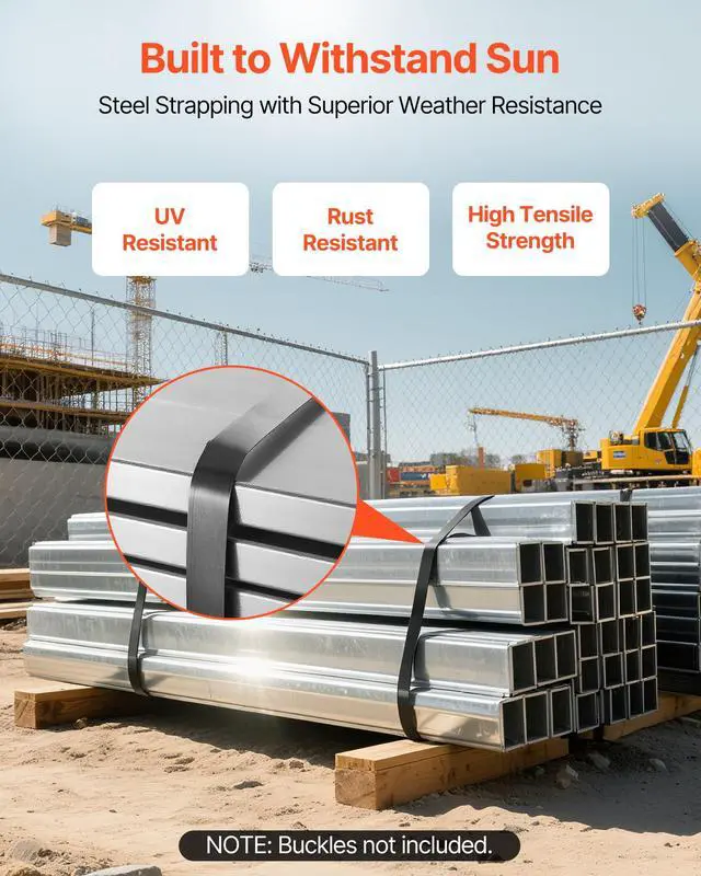 Alt view image 3 of 6 - Steel Strapping Coil, 3/4 in x 0.02 in x 1640 ft, Metal Strapping Banding Roll Withstands Harsh Environment, 1700 lbs Break Strength, Heavy Duty Banding Pallet Strap Coil for Pallet Packing