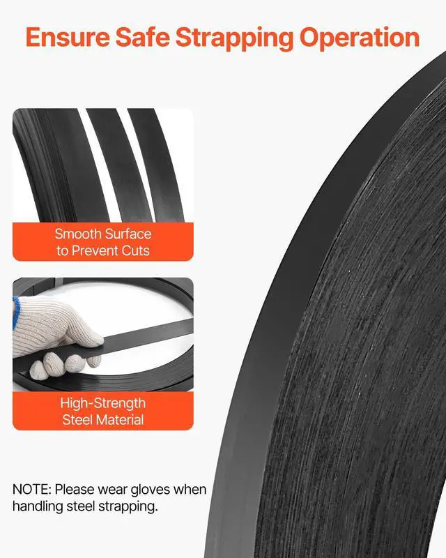 Alt view image 5 of 6 - Steel Strapping Coil, 3/4 in x 0.02 in x 1640 ft, Metal Strapping Banding Roll Withstands Harsh Environment, 1700 lbs Break Strength, Heavy Duty Banding Pallet Strap Coil for Pallet Packing