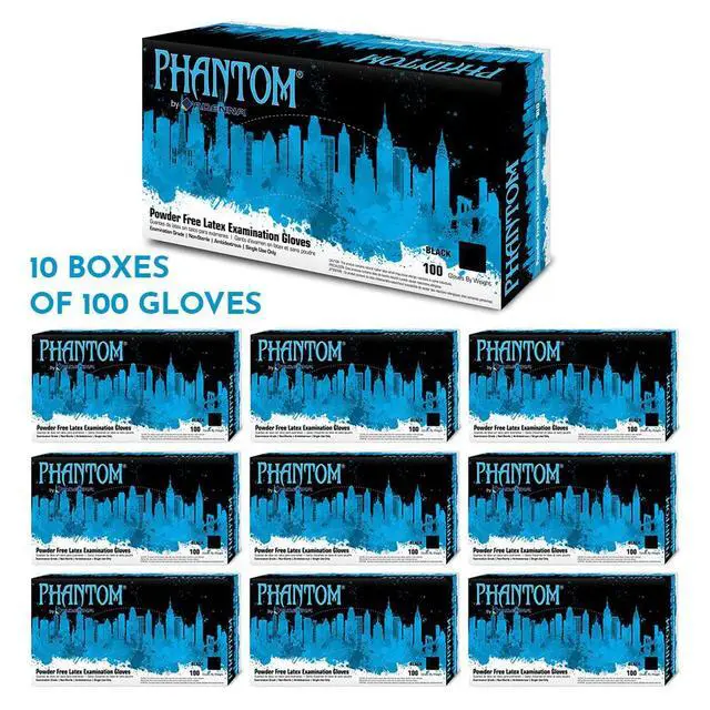 Alt view image 2 of 5 - Phantom 6 mil Latex Powder Free Exam Gloves (Medium-1000)