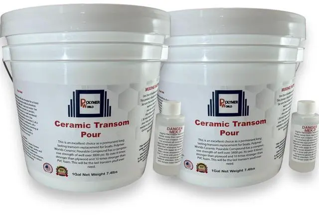 Main image of 2 Gallons Ceramic Transom Pour for Transom Repairs, Docks, Power Boats, Coring Parts, Mounting Engines, Sea Wall Repair, Replacement for Wood Transoms